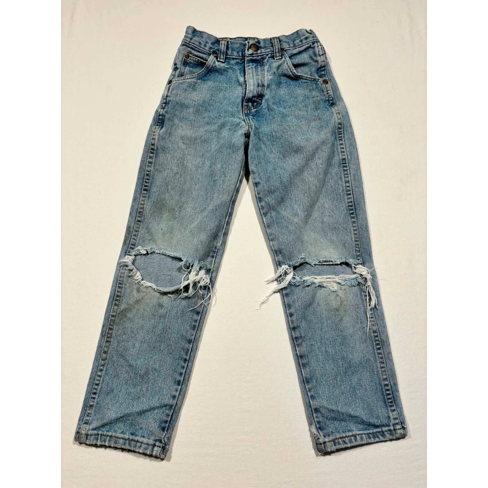 Vintage Wrangler Boys Jeans‎ Light Wash Distressed Straight Leg Size 10 Slim